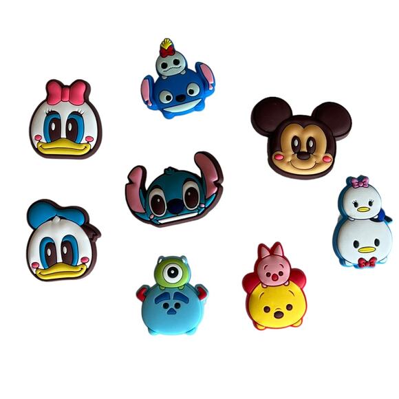 NEW Lilo Stitch Mickey Mouse SHOE CHARMS 8pc For Rubber Clogs Bags + Donald Duck - Picture 1 of 6